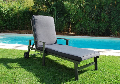 Bain de soleil aluminium coussin bord de piscine